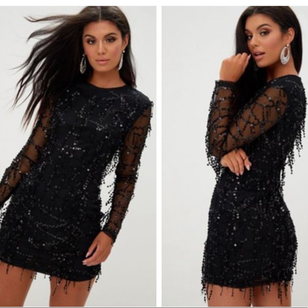 ADORABLE BLACK SEQUIN MINI DRESS 🦋